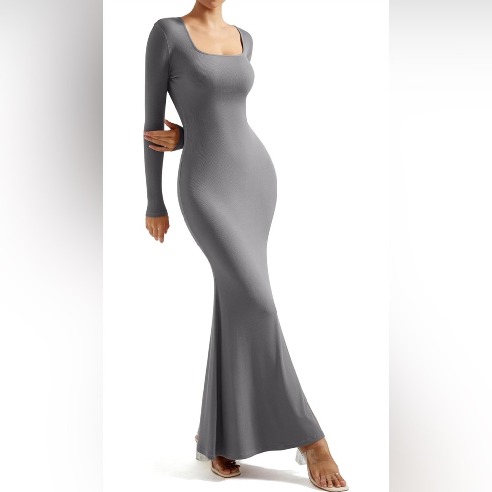 Grey long sleeve maxi dress